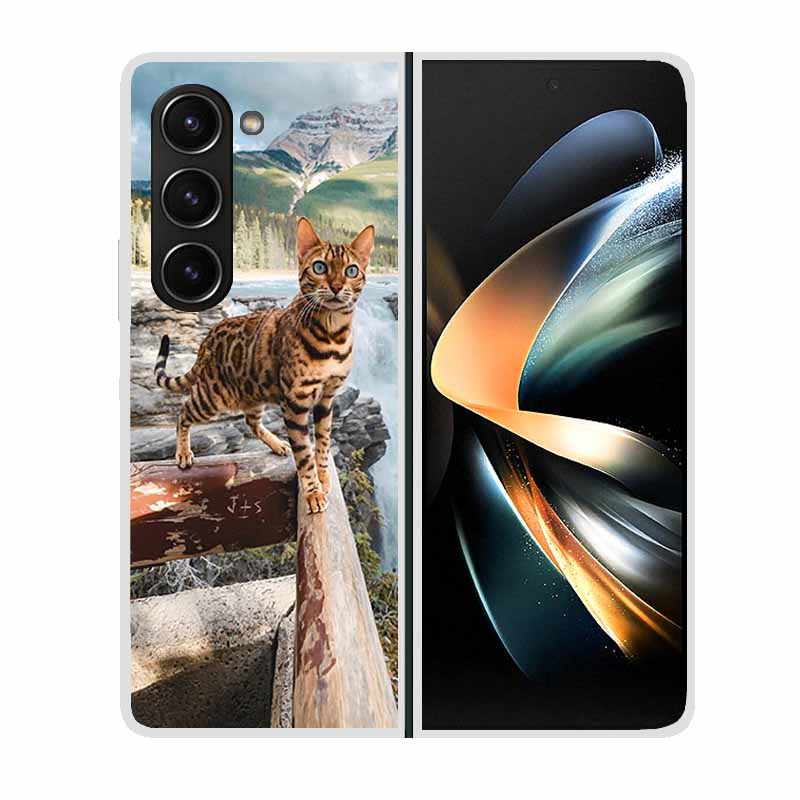 Для Samsung Galaxy Z Fold 2 3 4 5 Чехол для телефона Ударопрочный Жесткий Пластик Capa Милые Кошки Собаки Coque Защитный Прозрачный Прозрачный Capa