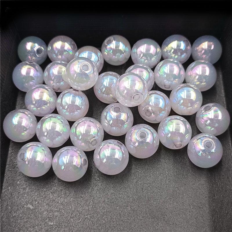 Home Party Supplies Acrylic UV Dazzle Necklace Accessories Fashion 10/12/14mm Bracelet Jelly Color Luminous 10pcs Beaded Material Round Beads DIY