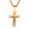 Men's Necklace Big Cross Pendant & Chain Mens Gold Color Stainless Steel Christian Necklaces Male Iced Out Bling Jewelry