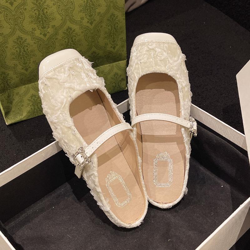 Flat heel bag head Mary Jane cool slippers women's new sequined Buling temperament sandals with skirt half slippers