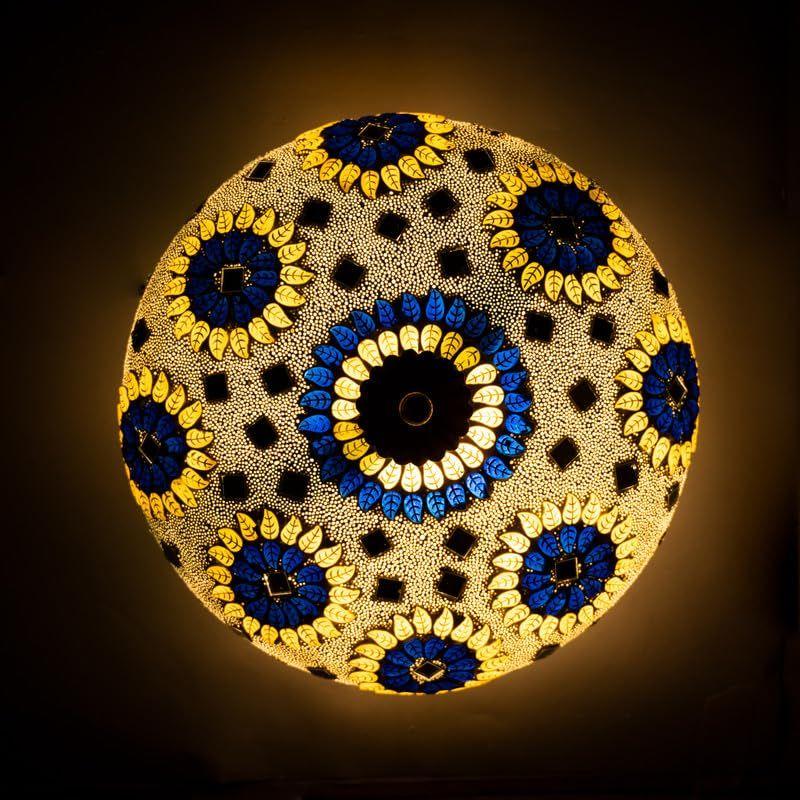 Mosaic Crafted Multicoloured Round Pattern Glass Ceiling Light Mounting LED Light