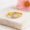 Fire Opal Bridal Ring Solitaire Wedding Ring for Women Yellow Gold Plated Silver Bezel Set Jewellry