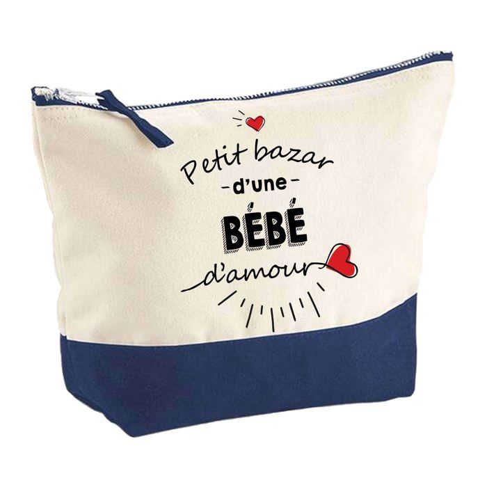 Trousse de maquillage - PLANETEE - Pochette fond bleu Bazar d'une Bébé d'Amour - Grand format - Coton - Impression HD