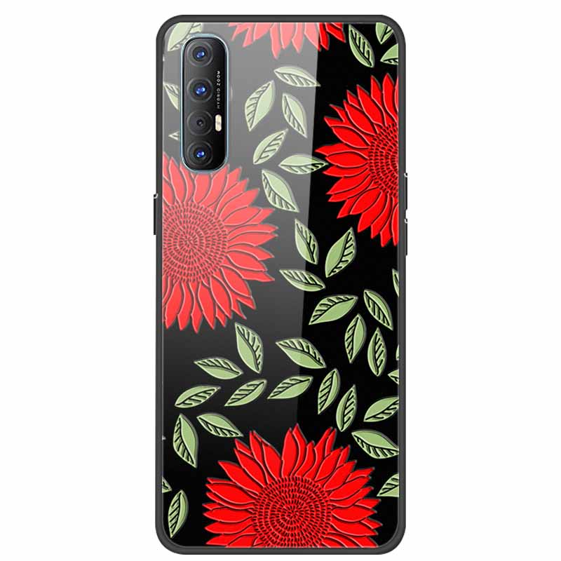 Tempered Glass Case For Oppo Reno 3 Pro 5G Case 6.5" Hard Phone Back Cover Soft Bumper For Oppo Reno3 Pro Case Funda Para PCRM00