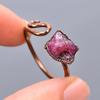 Розовый рубин Медь Заявление Гальванопластика Коктейль Друг Подарок Кольцо Ювелирные изделия V-42