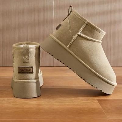 Модные женские ботильоны Модные повседневные женские зимние ботинки с коротким плюшем для сохранения тепла Однотонные сноубутсы Обувь с круглым носком для женщин Zapatos De Mujer