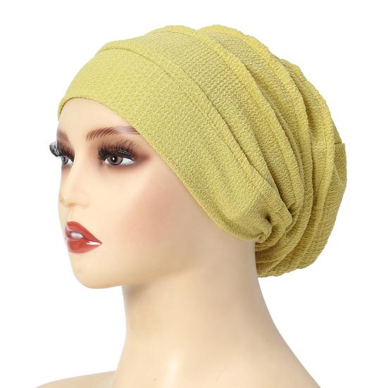 Women Hat Solid Color Pile Design Turban Hat Lightweight Breathable