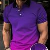 Мужская модная рубашка поло градиентного цвета с лацканами, рубашка для гольфа с коротким рукавом, с принтом, на пуговицах, одежда, модный дизайн, повседневная, дышащая