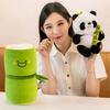 25Cm Kawaii Bamboo Tube Panda Set Plush Pillow Doll Toy Cute Plushies Stuffed Animal Soft Hugging Kid Birthday Christmas Gift