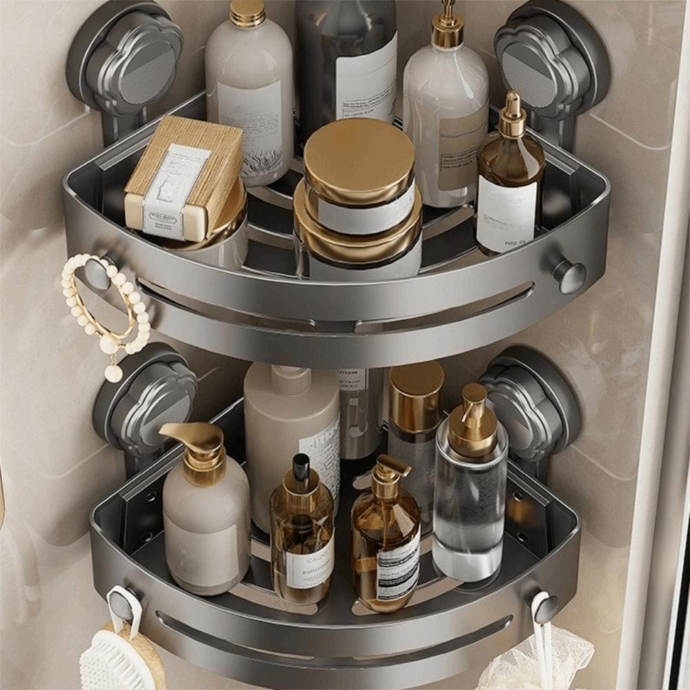 Wall Mounted Storage Organizer Suction Cup Shampoo Rack Bathroom Shelf Kitchen Storage