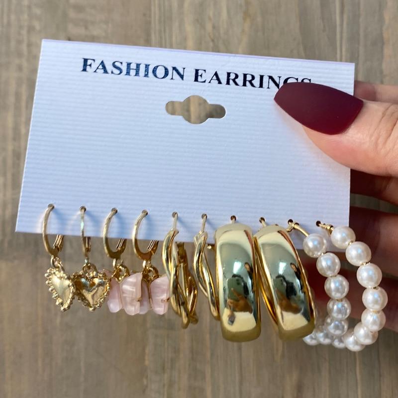 17 км модные золотые геометрические квадратные круглые жемчужные серьги-кольца для женщин, акриловые серьги-кольца с бабочками, ювелирные изделия, подарок