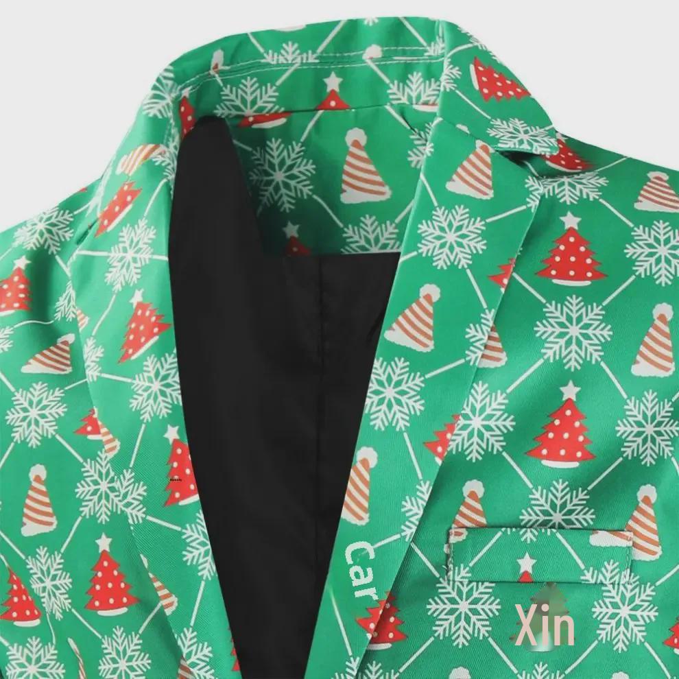 2024 Осень/Зима Повседневный костюм с рождественским принтом 3D и брюки в комплекте - 2 предмета