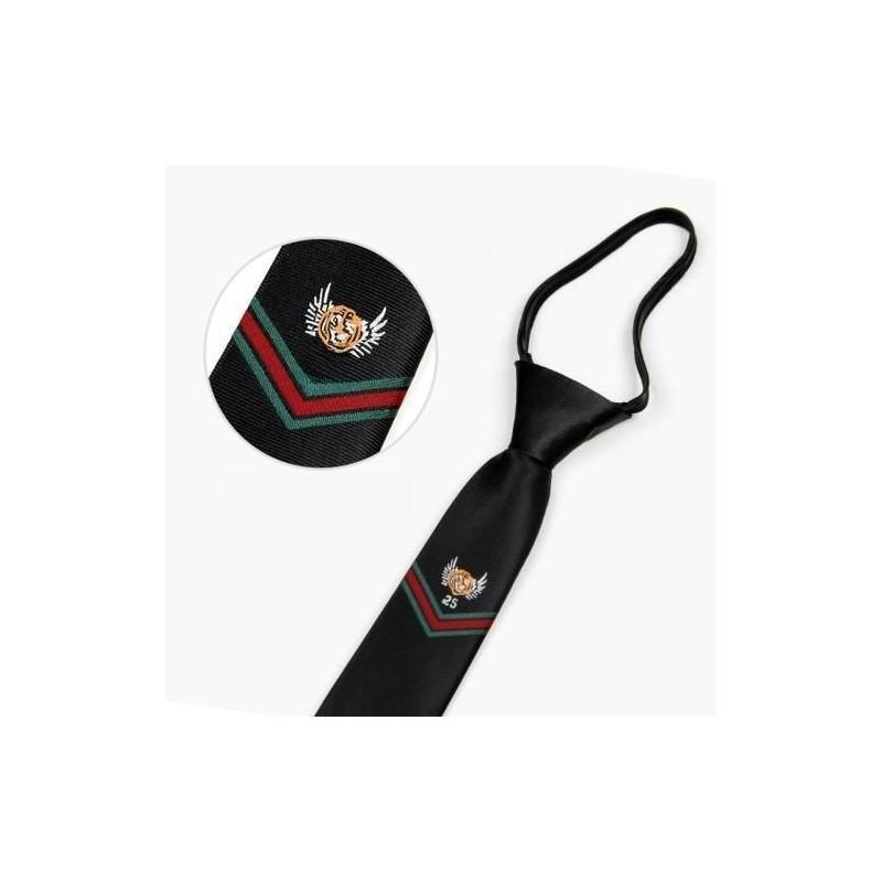 Вышитый галстук с тигром для детей из полосатой шерсти для школы или повседневной носки