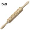 Rolling Pin Labor-saving Wood Flower Pattern Embossing Baking Roller