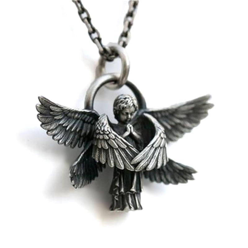 Классический ангел-кулон, ожерелье ручной работы с серафимом, молитвенный кулон, длинная цепочка на шею