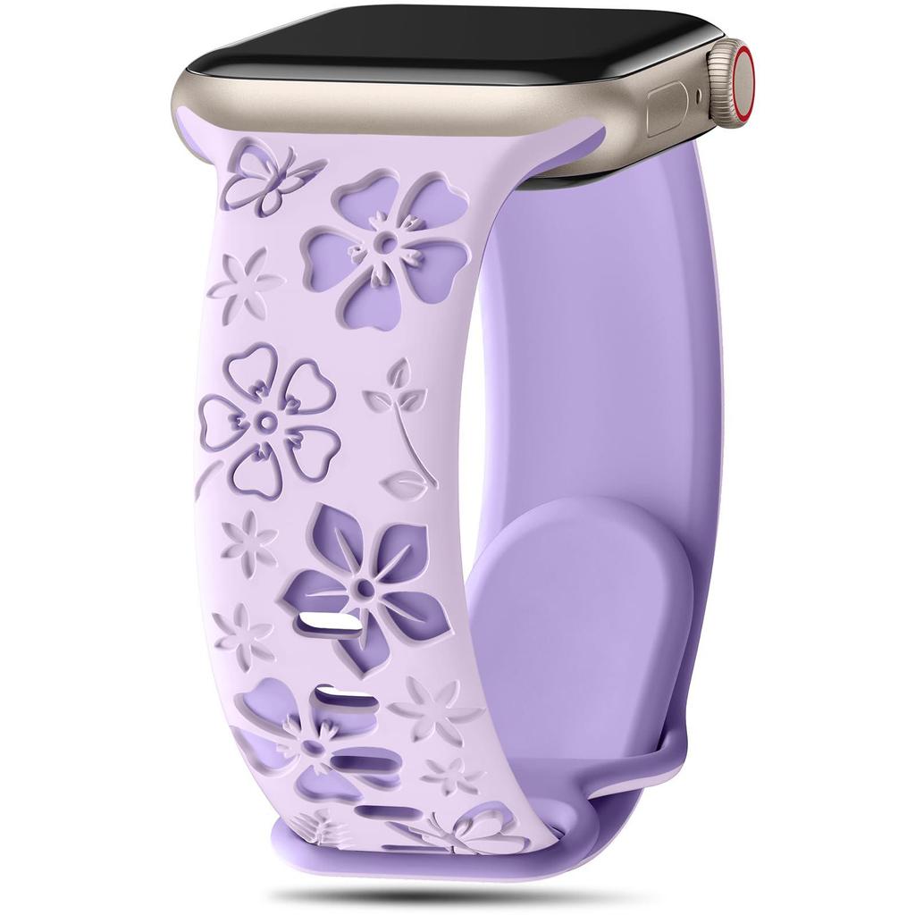 Floral Five-Petal Silicone Band for Apple Watch with 3D Laser Engraving