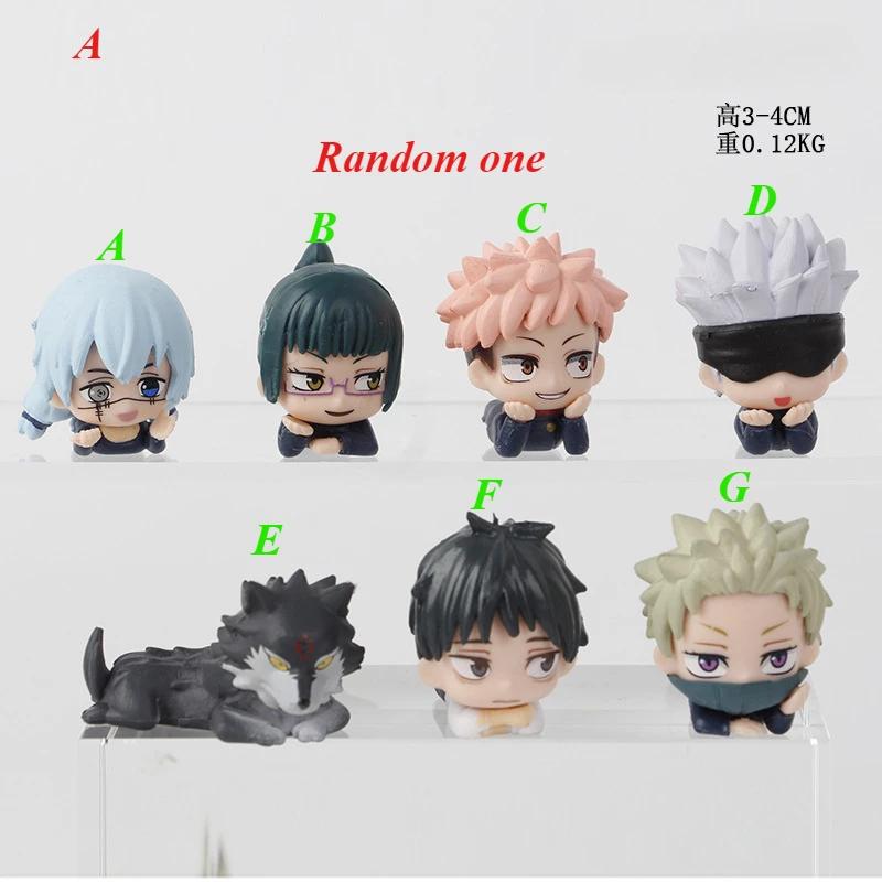 7 шт./комплект Мини-фигурки Аниме Jujutsu Kaisen в лежачем положении 3-4 см Сатору Годжо Мини Милые GK ПВХ Статуэтка Коллекционные Игрушки