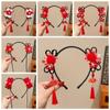 Tassel Chinese New Year Headwear Braid Hair Hanfu Hair Sticks Cute Red Bow Hairband  Children