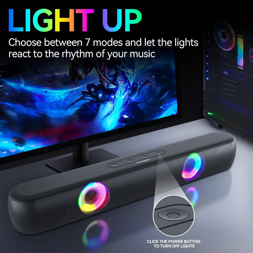 Bluetooth-колонка для рабочего стола T-WOLF B320 с мощным басом и RGB-подсветкой