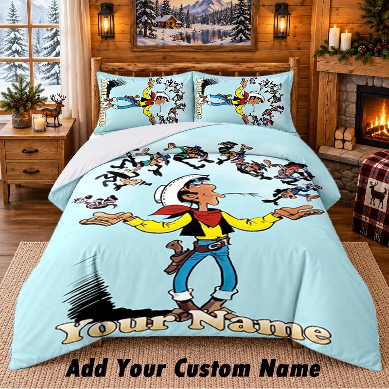 Lucky Luke Custom Name 3Pcs Bedding Set 1 Bed Sheet 2 Pillowcases Bedroom Home Decor