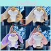 Plush Rabbit Keychain With Silver Keyring For Bag Decoration And Gift