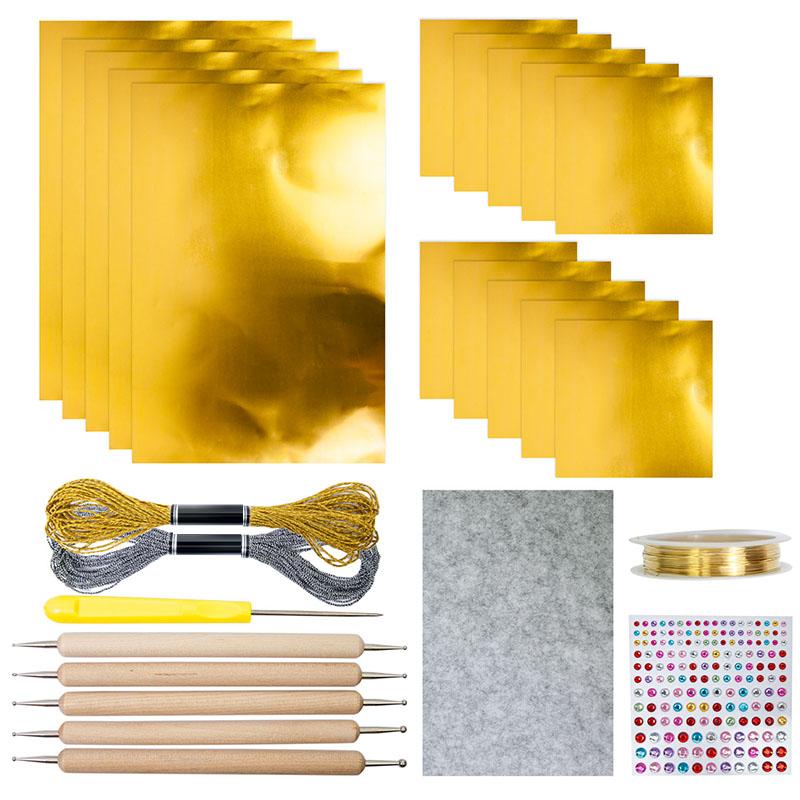 Сделай сам Рельеф из золотой фольги Рождественские украшения Золотой Серебряный Декоративный Подвесной Комбинация Бумага из фольги Поделка Набор швейных инструментов