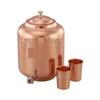 14 Litre Hammered Copper Water Dispenser (Matka) Container Pot with 2 Copper Glasses Pure Copper and Ayurvedic Health Benefits