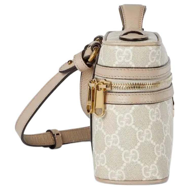 Gucci Ophidia Iconic Double G Design Striped Web Elements Canvas Box Bag Women Handbags Beige White 816357-2ZGMN-9643