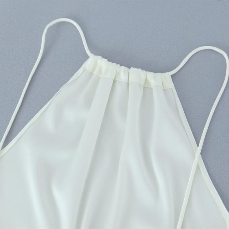Women Halter Tank Tops Backless Sexy White Shirts Sleeveless Camis