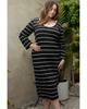 Azura Exchange Black Plus Size Striped Loose Long Shift Dress