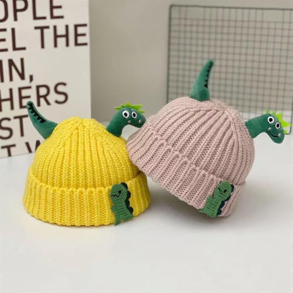 Adorable Dinosaur Knit Wool Hat for Kids - Warm Autumn/Winter Pullover