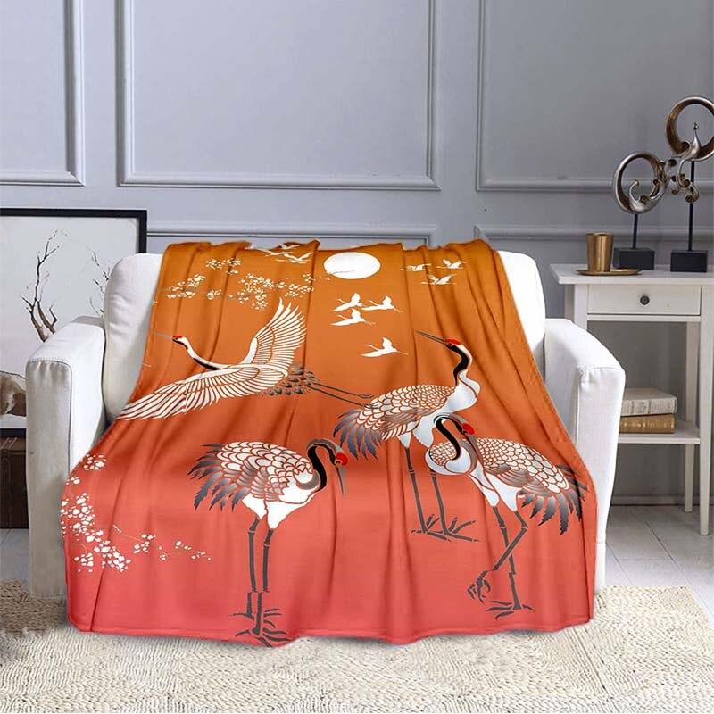 Одеяло белого журавля с принтом, супер мягкое фланелевое одеяло, фланелевое постельное белье, диван, покрывало, простыня