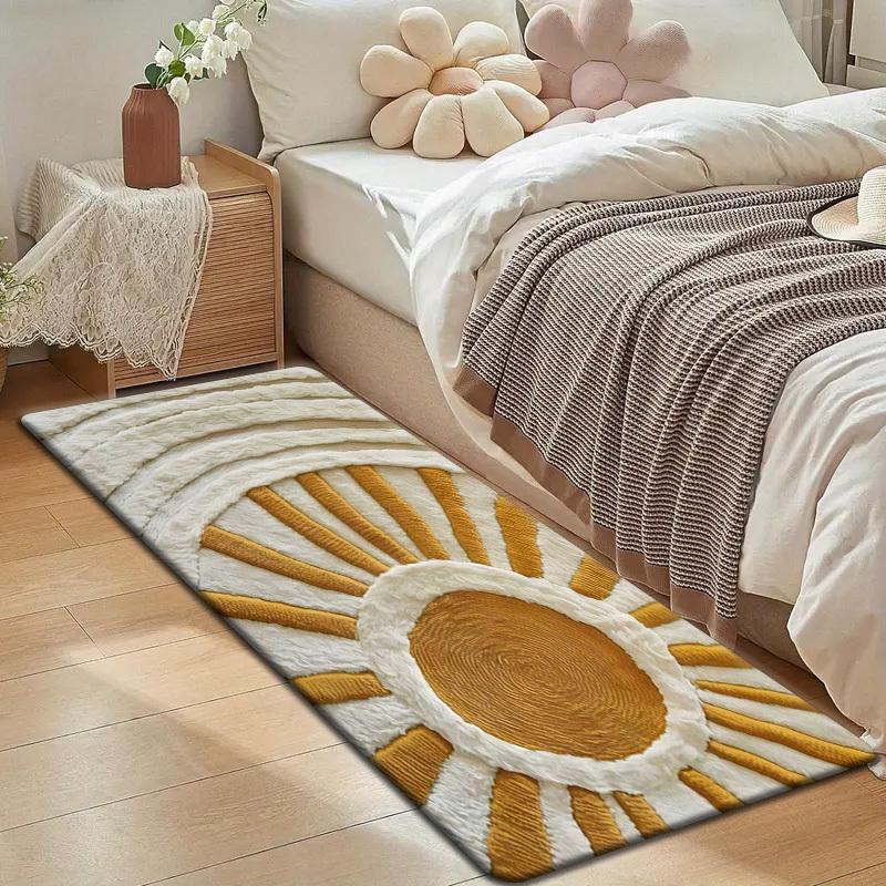 Warm Sunny Texture Vibrant Pattern Non-Slip Floor Mat Absorbent Washable Decorative Area Rug for Living Room Bedroom Bathroom