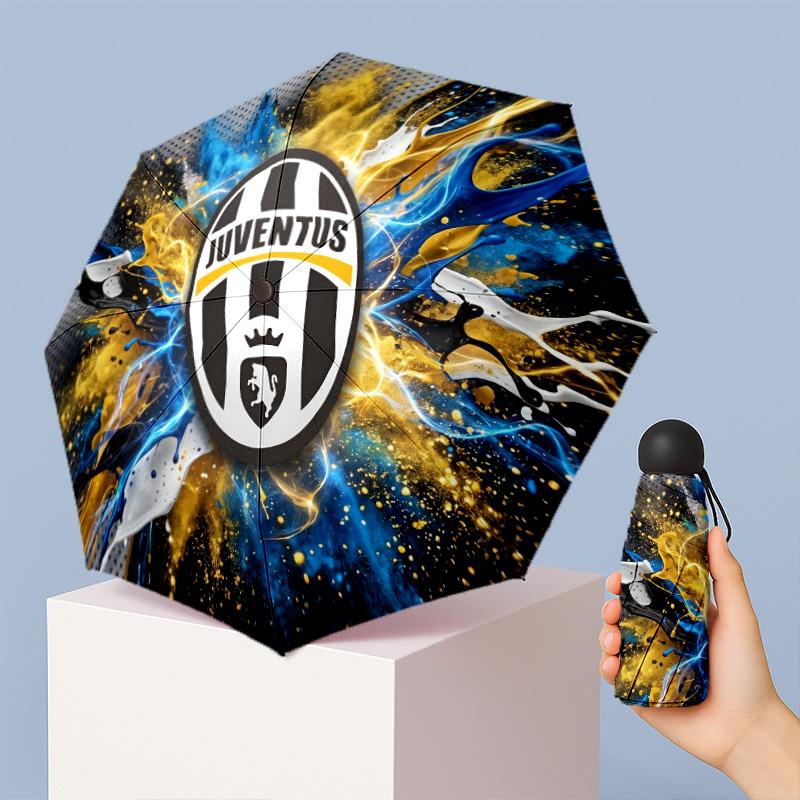 Компактный складной зонт Juventus FC с принтом, 5 сложений, 8 спиц, ветрозащитный, водонепроницаемый, легкий, портативный