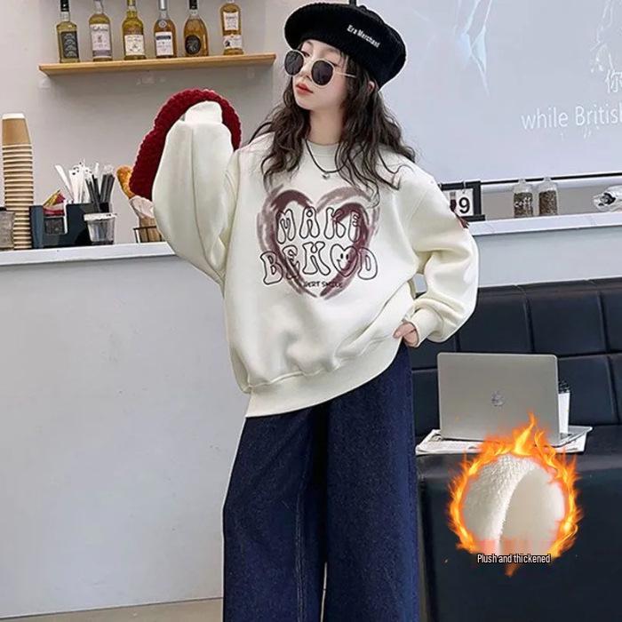 Свитшот для девочек с флисовой подкладкой и вставками: Стильный осенне-зимний пуловер для детей