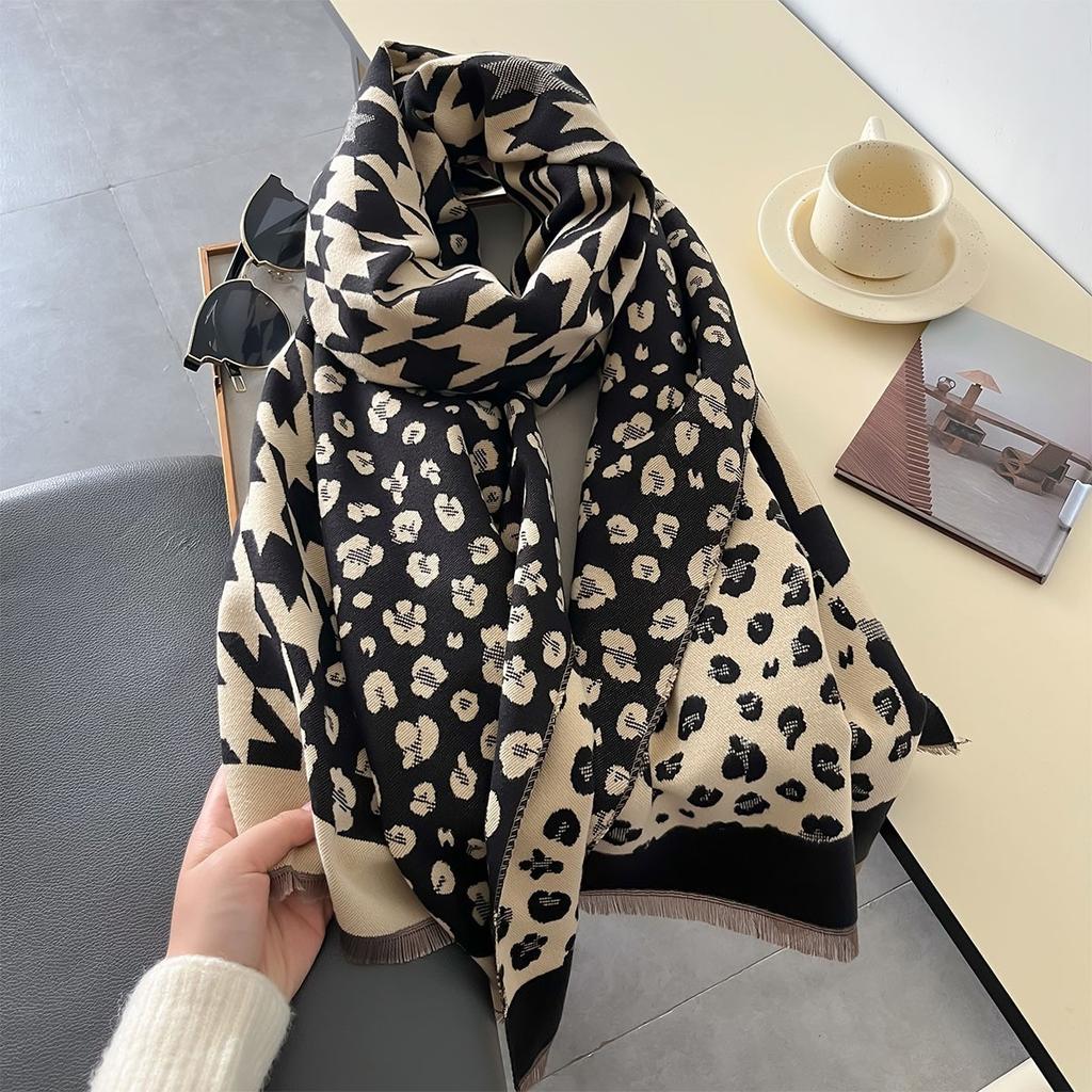 Winter Women Print Warm Scarf Cashmere Pashmina Double Sided Scarves Shawls Female Thick Blanket Wrap Bufanda Stole Echarpe