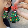 1 пара женских серег-подвесок в мультяшном стиле в форме рождественской елки с дизайном из пайеток, акриловые серьги, праздничное украшение