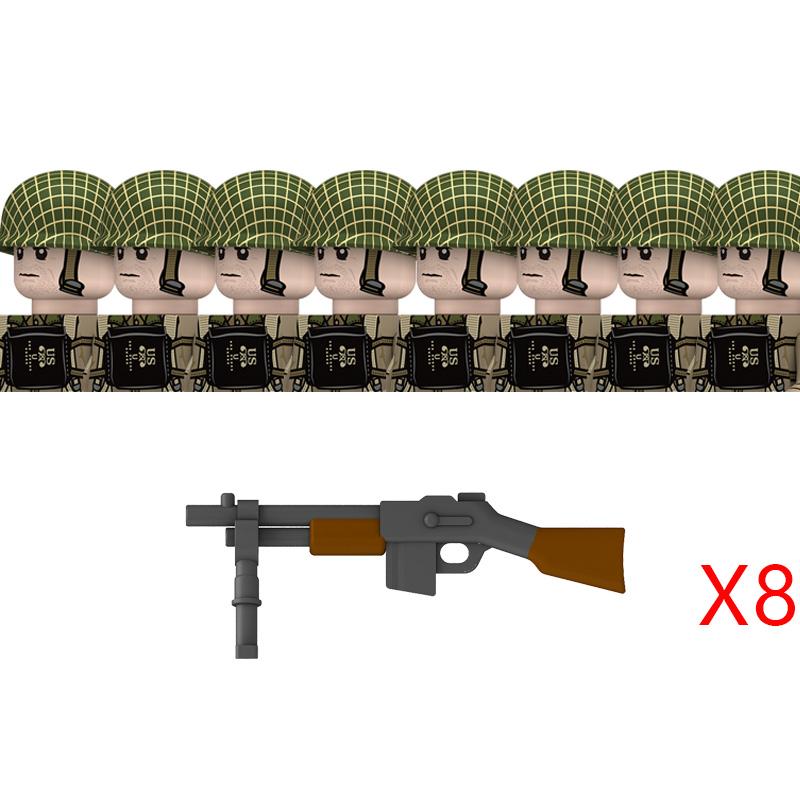 Вторая Мировая Война Американские Рейнджеры Военные Солдаты Строительные Блоки Армия США Пехота Медицинские Солдаты Шлемы Базука Оружие Кирпичики Игрушки