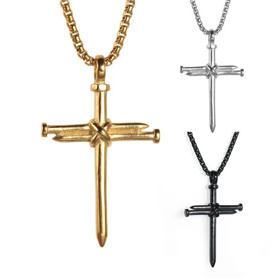 Men Necklace Cross Vintage Accessory Punk Style Men Pendant for Gift