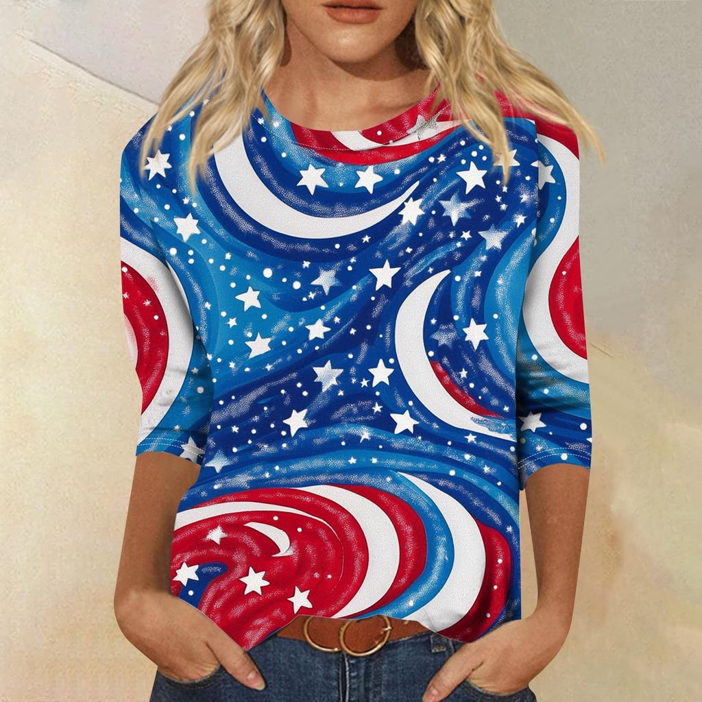 Женская футболка Повседневная футболка с принтом «День независимости», джемпер с круглым вырезом