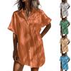 Women's Fashion Casual Solid Color Short Sleeve Regular Long Button Dress