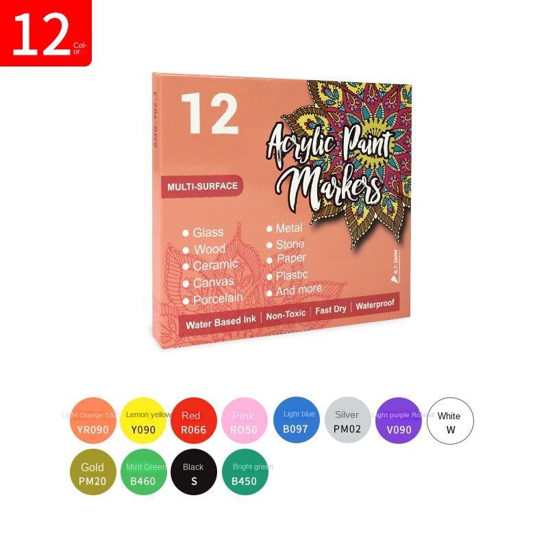 Acrylic Marker Pen 12/48 Color Set Waterproof Water-based Paint Pen DIY Guka Notebook Acrylic Paint Painting Pen