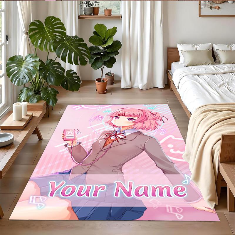 Crystal Velvet Rug Custom Name Text, Soft Non Slip Floor Mat Home DecorDoki Doki Literature Club