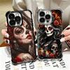 Катрина Красивая Девушка Роза Череп Покрытие Чехол для Телефона Для Iphone 16 17 Pro Max Air 16E 14 15 Plus 12 13 Mini Противоударный Airbag Co