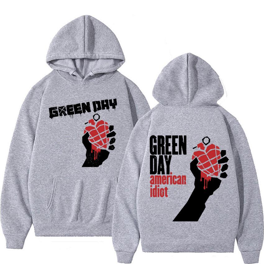 Редкая панк-группа Green Day Принт American Idiot Толстовка Мужская одежда Готическая винтажная толстовка Мужские повседневные флисовые худи