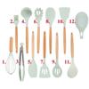 Wooden Handle Silicone Kitchenware Healthy Cookware Spatula Soup Spoon Brush Ladle Pasta Colander Non-stick Cookware Kitchen Tools