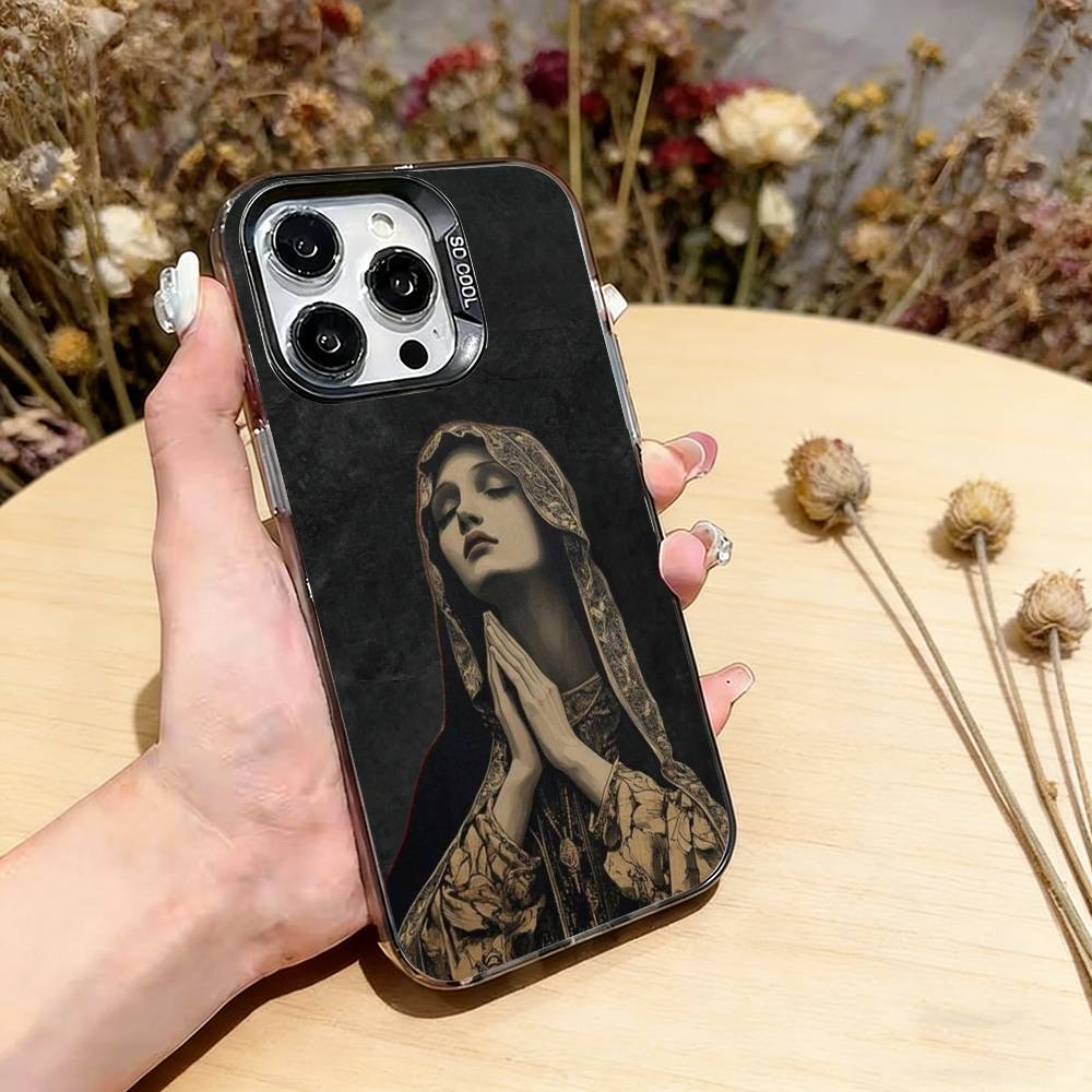 V-Богоматерь Дева Чехол для телефона Для iPhone 17,16,15,14,13,12,11 Plus,Pro Max,XS,Красочный Серебристый Черный Чехол