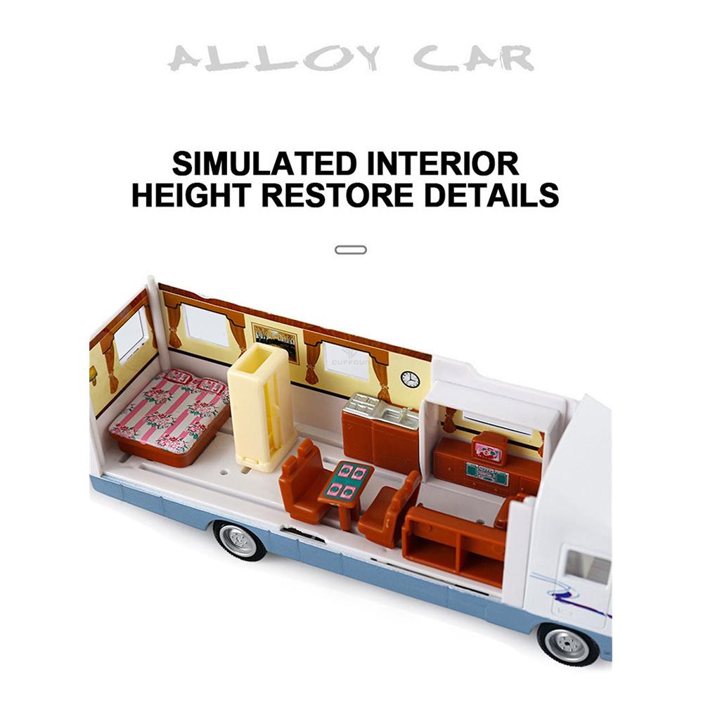 1/32 крутой мини-дом на колесах, игрушечный литой автомобиль для отдыха с откатным механизмом для детей
