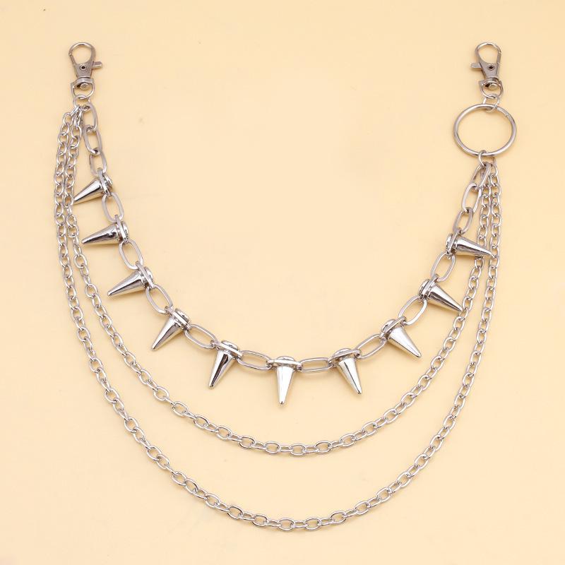 Многослойная хип-хоп панк металлическая поясная цепь с заклепками, украшение для сценических выступлений