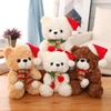 23CM New Christmas Hat Teddy Bear Plush Toys Cute Teddy Dolls Stuffed Soft for Children Girlfriend Birthday Xmas Gifts